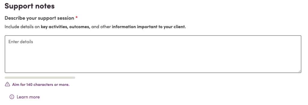 Adding your support notes to your support sessions performed on Mable.