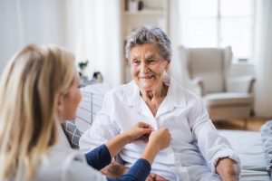 A family member caring for a parent with Dementia.