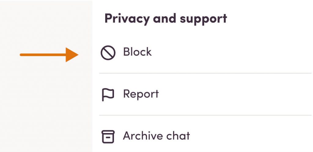 Select 'Block' under privacy and support.