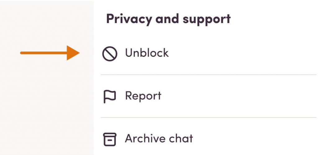 Select 'unblock' under privacy and support