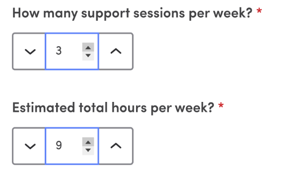 Choose weekly support sessions, estimated hours