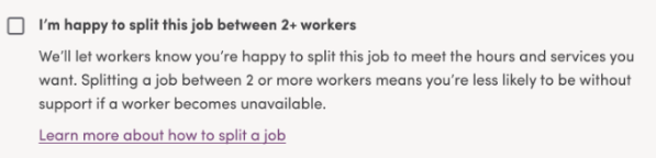 Checkbox splits job among multiple workers.