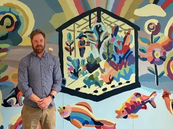 Mable client Todd with his winning artwork