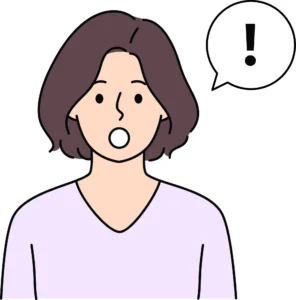 Illustration of a woman with a shocked look on her face and a speech bubble with an exclamation mark