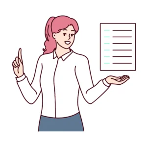 Illustration of a woman with a list of words
