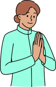 Illustration of a woman with her hands held together in prayer