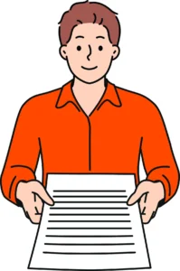 Illustration of a man holding a piece of paper
