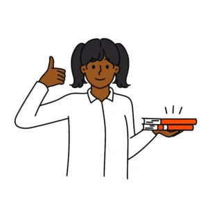 Illustration of a woman understanding a book