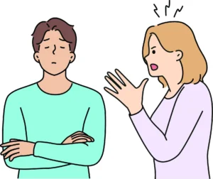 Illustration of a woman yelling at a man