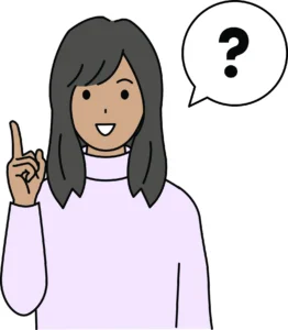 Illustration of a woman with their hand up to ask a question and a speech bubble with a question mark