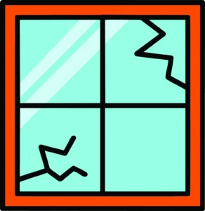Illustration of a broken window