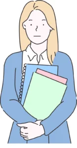 Illustration of a woman holding books in front of her chest