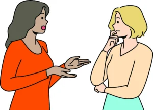 Illustration of 2 women talking