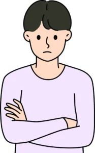 Illustration of a person with a serious expression and their arms crossed