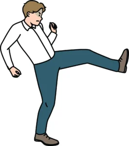 Illustration of a man kicking air