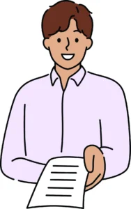 Illustration of a man holding a piece of paper