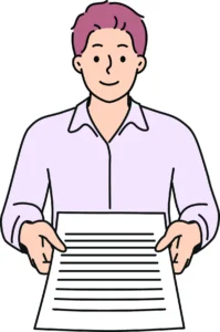 Illustration of a man holding a piece of paper
