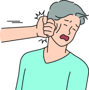 Illustration of a fist punching a man's face