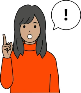 Illustration of a woman with her hand up to ask a question and a speech bubble with an exclamation mark
