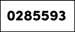 The numbers 0285593 in a box