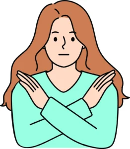 Illustration of a woman with her arms crossed to make an X shape