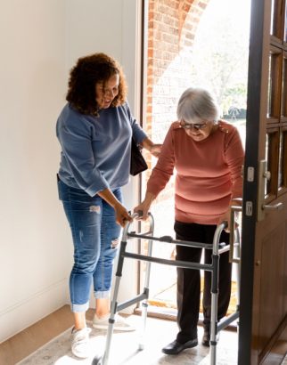 Support worker helping Client